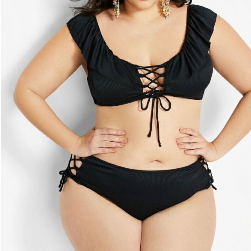 Vigoss 2PC Lace-Up Ruffle Bikini (Size 3X)
